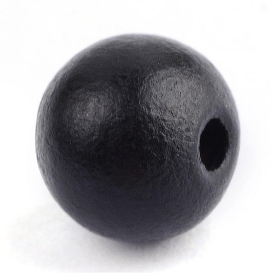 BD582 - 200 pcs Black Wooden Wood Round Spacer Beads - 8mm (0.32") - Hole Size: 3mm - Matte