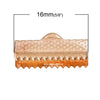 CR019A - 20 pcs. Rose Gold Plated Textured Ribbon Crimp End Caps - 16mm x 8mm