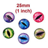 CA504 - 10 pcs Circle Dragon Eyes Glass Round Dome Seals Tiles Cabochons - 25mm (1 in) - Cat's Eyes - Assortment