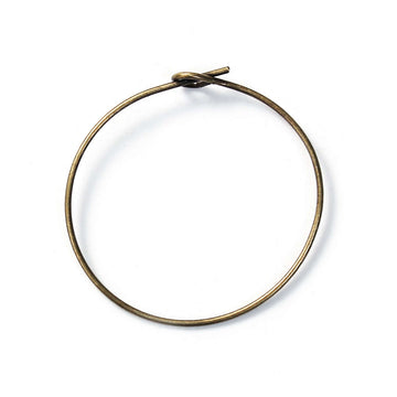 W026 - 50 pcs. Antique Bronze Unbent Wine Charm/Earwire Hoop Rings - 25mm (1 inch)