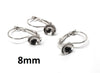 E589 - 10 pcs. (5 pairs) Silver Tone Earring Lever Back Clips - Cone Posts - For 8mm Round Back Cabochons