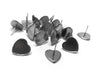 E738 - 10 pcs. 304 Stainless Steel Silver Tone Heart Earring Posts Studs Settings Bezels Cabochons Tacks - 12mm Glue Pad Setting - Rubber Backs