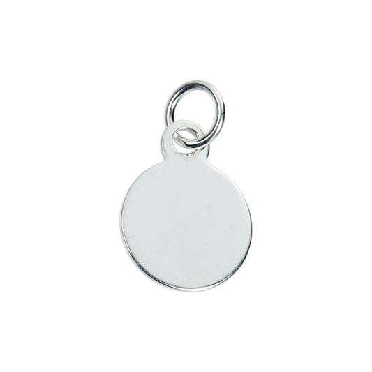 P981 - 1 pc. 925 Sterling Silver Circle Round Stamping Tags with Jump Ring Dangle - 13 x 8mm - 8mm Glue Pad