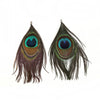 P731 - 4 pcs Peacock Dangle Charms Pendants - Feather - Silver Crimps - 140mm (5.5") - Great for Large Earrings, Necklaces or Dangles