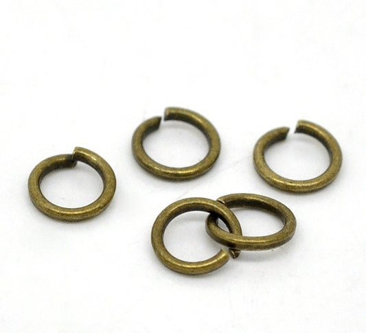 J054 - 100 pcs Antique Bronze Open Jump Rings - 5mm - 20 Gauge