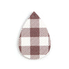 P1040 - 10 pcs Brown and White Faux Leather Dangle Pendants - Teardrop - Gingham Pattern - 56mm (2.2") - Great for Earrings or Dangles! Double-Sided