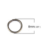 J078 - 100 pcs Antique Bronze Open Jump Rings - 8mm - 18 Gauge (1mm Thick)