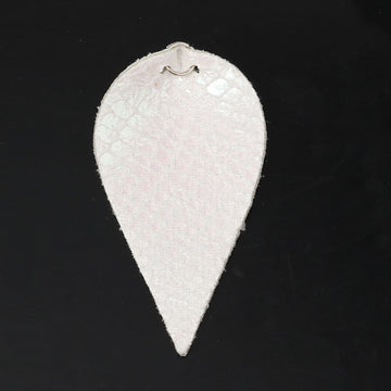 P849 - 10 pcs. Scales Faux Leather Dangle Charms Pendants - Pinch Leaf - White - Silver Tone Jump Ring - 63mm (2.5") - Double Sided