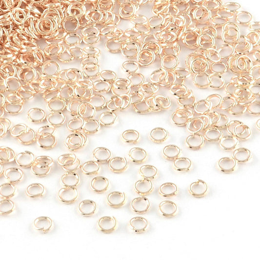 J188 - 500 pcs Rose Gold Plated Open Jump Rings 6mm - 18 Gauge (1mm Thick) - High Quality