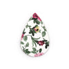 P864 - 10 pcs. White and Pink Floral Faux Leather Dangle Charms Pendants - Teardrop - 56mm (2.2") - Double Sided - Great for Earrings, Necklaces or Dangles