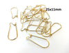 E402 - 10 pcs. 304 Stainless Steel Kidney Earwire Earring Hooks - 25mm x 11mm - MEDIUM - Golden - Tarnish Resistant!