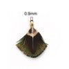 E762 - 5 pcs Peacock Multicolor Dangle Charms Pendants - Feather - Gold Crimps - 25mm (1") - Great for Large Earrings, Necklaces or Dangles!