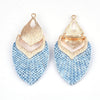 MP0006 - 10 pcs. Metal and Faux Leather Dangle Charms Pendants - Sky Blue - Gold Hardware - 61mm (2.4")