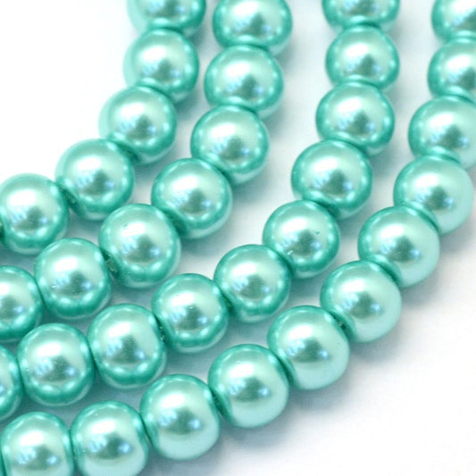 BD207 - 12mm Teal Blue Green Glass Pearl Imitation Round Beads - 16 inch strand (Approx. 30 Beads)