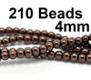 BD067 - 4mm Brown Coffee Glass Pearl Imitation Round Beads - 32 inch strand