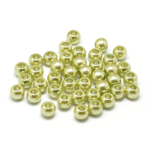 BD638 - 100 pcs Olive Green Smooth ABS Plastic Ball Spacer Beads - 12mm - Large Hole:5mm