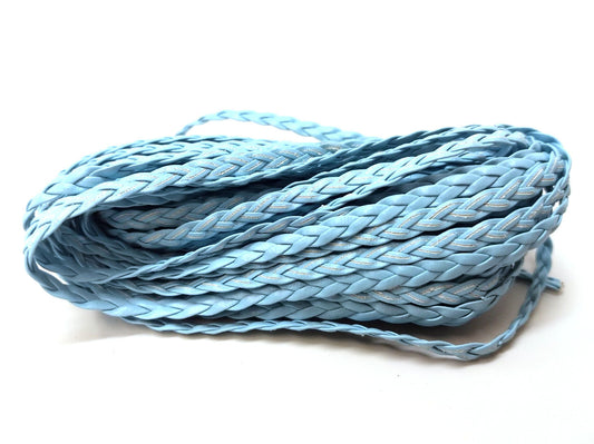 N180 - 10M (32.8 FT) - Blue Faux Leather Jewelry Cord - 5mm Wide - BRAIDED