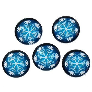 CA365 - 10 pcs Circle Blue Snowflake Glass Round Dome Seals Tiles Cabochons - 18mm
