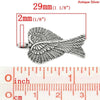 P569 - 30 pcs. LARGE - Antique Silver Tone Angel Wings Carved Wing Charms Pendants - 29mm X 19mm (1 1/8" x 5/8")