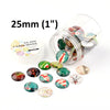 CA881 - 50 pcs Assortment of Circle Christmas Glass Round Dome Seals Tiles Cabochons - 25mm (1 inch) - Box Included