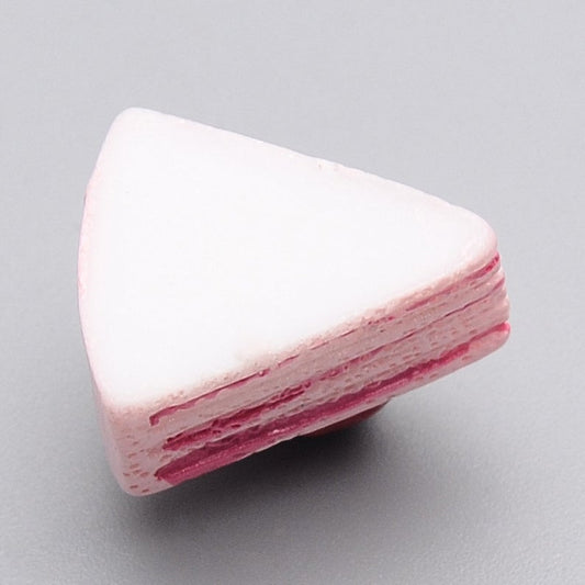 CA600 - 10 pcs Resin Embellishment Cabochons - Food - Strawberry Cake- Pink - 15.5mm x 12mm