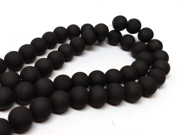 BD630 - 6mm Black Rubberized Glass Round Beads - 32" strand - Approx 132 beads per strand - Hole Size: 1.3mm