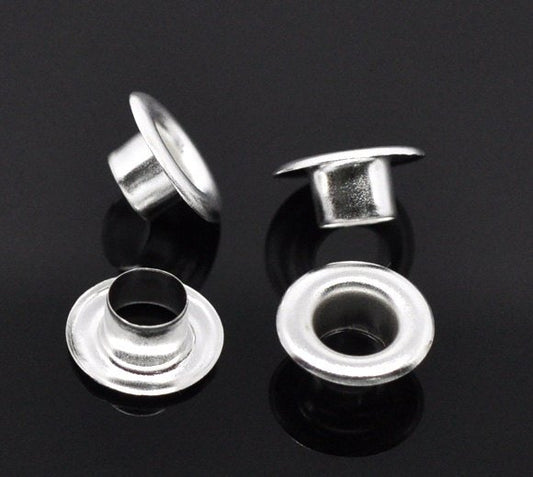 BD345A - 100 pcs Silver Plated Grommets EYELETS - Fits Beads with 5.5mm Holes - 10mm x 4.5mm - Copper - Glass Lampwork, European, Large Hole Beads