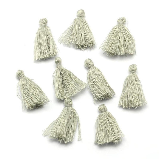P1152 - 10 pcs. Gray Cotton Tassel Pendants - 25mm - 1 inch