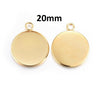 P1157 - 5 pcs. 304 Stainless Steel 24k Gold Plated Circle Round Bezel Pendant Tags Trays - 20mm Glue Pad Setting - Tarnish Resistant!