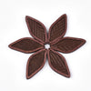 P2101 - 4 pcs. Dark Brown REAL Leather Cowhide over Wood Dangle Pendants - Rattan - Leaf - 50mm (2") - Great for Earrings or Dangles!