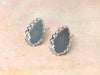 E423 - 10 pcs. Silver Plated Earring Tacks Posts Studs Settings Bezels Cabochons - Teardrop - 18mm x 13mm Glue Pad Setting