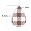 P1040 - 10 pcs Brown and White Faux Leather Dangle Pendants - Teardrop - Gingham Pattern - 56mm (2.2") - Great for Earrings or Dangles! Double-Sided