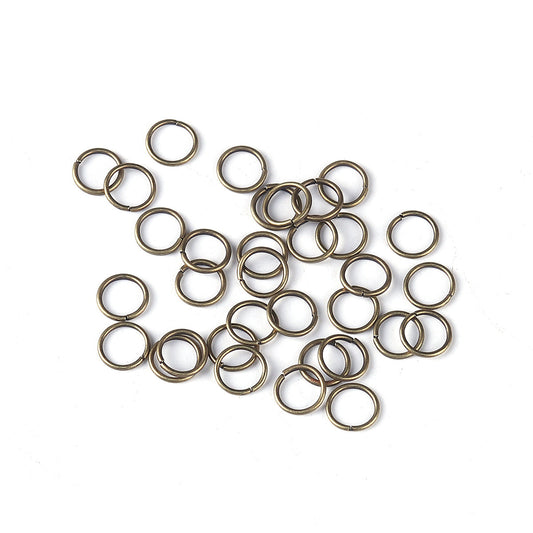 J078 - 100 pcs Antique Bronze Open Jump Rings - 8mm - 18 Gauge (1mm Thick)