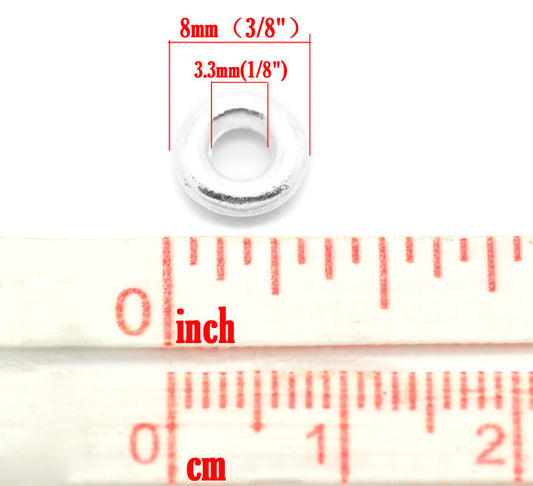 J150 - 100 pcs Silver Plated Soldered Closed Jump Rings - 8mm - 12 Gauge (2mm Thick) - Hole Size: 4mm