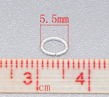 J113A -1000 pcs Silver Plated Oval Open Jump Rings - 5.5x4mm - 21 Gauge