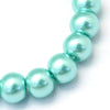 BD207 - 12mm Teal Blue Green Glass Pearl Imitation Round Beads - 16 inch strand (Approx. 30 Beads)