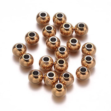 BD489 - 10 pcs 304 Stainless Steel Gold Plated Ball Spacer Beads- 8mm - Hole Size: 2.2mm - Hypoallergenic!