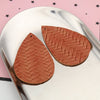 P1073 - 10 pcs Brown Orange Faux Leather Dangle Pendants - Teardrop Braided Weave - 56mm (2.2") - Great for Light Earrings &amp; Dangles! Double-Sided