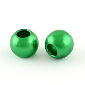 BD639 - 100 pcs Green Smooth ABS Plastic Ball Spacer Beads - 12mm - Large Hole: 5mm