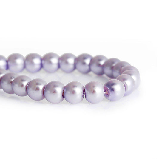 BD746 - 8mm Pastel Light Purple Glass Pearl Imitation Round Beads - 32 inch strand - Approx. 105 beads per strand - Hole Size: 1mm