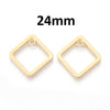 P1179 - 10 pcs Golden Matte Square Resin Dangle Charms Pendants with Hole for Dangles - 24mm - Great for Fringe Earrings, Necklaces, Dangles