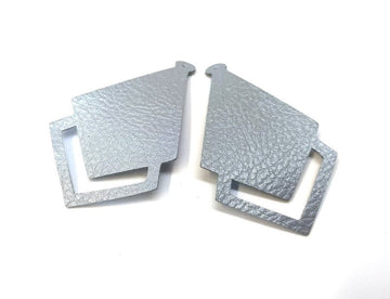 P393 - 10 pcs. Metallic Silver Faux Leather Textured Dangle Charms Pendants - Diamond Teardrop - 58mm (2.3") -Great for Light Earrings or Dangles!