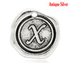 P114 - 5pcs. Antique Silver LARGE Letter "X" Alphabet Letter - 18mm x18mm - Wax Design