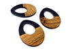 WP0001 - 4 pcs. Black Resin and Wood Teardrop Flat Pendant - 38mm x 28mm - (1.5" x 1.1") - LARGE - Great for Earrings and Necklaces!