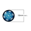CA365 - 10 pcs Circle Blue Snowflake Glass Round Dome Seals Tiles Cabochons - 18mm