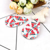 P2222 - 10 pcs. Red and White Watermelon Faux Leather Dangle Pendants - Teardrop - 56mm (2.2") - Great for Light Earrings or Dangles! Double-Sided