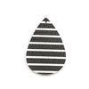 P1187 - 10 pcs. Black and White Stripe Faux Leather Dangle Charms Pendants - Teardrop - 56mm (2.2") - Great for Earrings! Double Sided - Style B