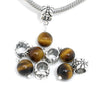 P2087 - 8 pcs Antique Silver Amber Tone Round Dangle Charm Beads - 24mm x 9mm- Hole Size: 5.5mm - Fits Paracord and European Cords!