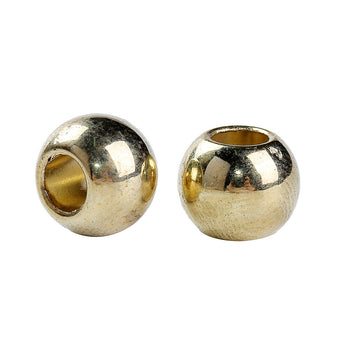 BD262 - 100 pcs Gold Plated Smooth Ball Spacer Beads - 10mm - Large Hole: 4.7mm - Fits European Cords and Paracord!