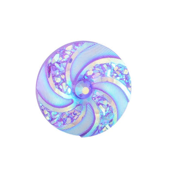 CA1020 - 10 pcs Druzy Resin Embellishment Cabochons Purple Lilac Lavender - 16mm - Circle - Metallic Flower Design